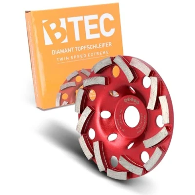 Obrázek BTEC Twin Speed Extreme diamantový brusný kotouč na beton, přírodní kámen, lepidlo dlaždice, žula a zdivo Brusná bruska Ø 125 mm + otvor 22,23 dvouřadý se speciálním