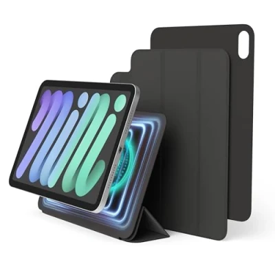 Obrázek elago Magnetische Folio Hülle Kompatibel mit iPad Mini 8.3 Zoll Rückwand kann an Metallmaterialien befestigt Werden, Apple Pencil und elago&#039;s Case (Dunkelgrau)