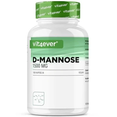 Obrázek D manóza 180 kapslí 1500 mg v denní porci Premium: Z rostlinné fermentace vysoká dávka přírodní veganská