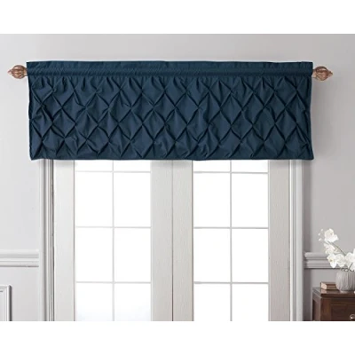 Obrázek VCNY Home Carmen Collection okenní volant s kapsou na tyč stylový diamantový design mřížkou pro kuchyň, ložnici nebo obývací pokoj, námořnická modř