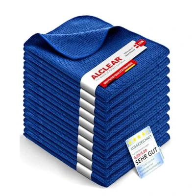 Obrázek ALCLEAR 820901_10 Silný hadřík z mikrovlákna, zázrak, 10 ks 60 x 40 cm, vaflový hadřík, čerpá vodu bez škrábanců a šmouh perfektní pro auto, motocykl, do kuchyně, sklenice, nádobí, gastro