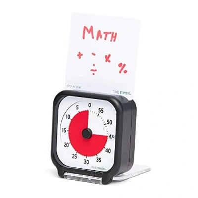 Obrázek TIME TIMER ORIGINAL Pocket 60minutový vizuální analogový časovač hodiny Volitelný akustický alarm žádné hlasité tikání; přístroj pro řízení času (černý)
