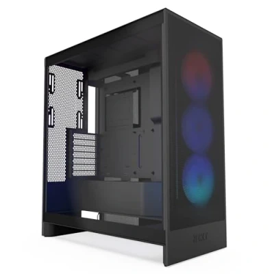 Obrázek NZXT H7 Flow RGB Skříň Mid Tower ATX Airflow s ventilátory Podporuje v podlaze pro přímé chlazení GPU 360 mm ventilátor Single Frame černý