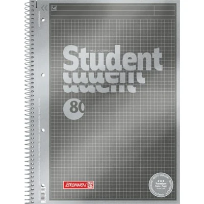 Obrázek Brunnen Poznámkový blok 1067145 / Collegeblock Student Premium (zušlechtěný krycí list s kovovým efektem, A4, lineatura protokolu, 90 g/m², 80 listů)
