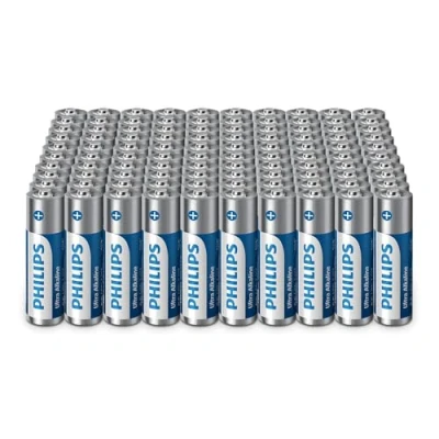 Obrázek Philips Ultra AA alkalické baterie velké balení pro domácí spotřebiče a kancelář, 100 kusů