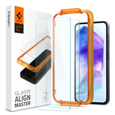 Obrázek Spigen AlignMaster ochranná fólie kompatibilní se Samsung Galaxy A55 5G, 2 kusy, odolná proti poškrábání, tvrdosti 9H