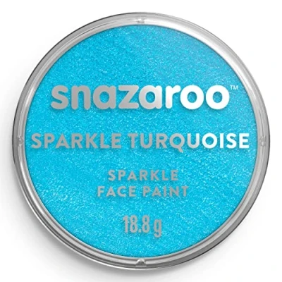 Obrázek Snazaroo 1118481 Schminkfarbe Schimmernd Türkis, 18ml Topf hautfreundliche Gesichtschminke auf Wasserbasis, wasservermalbar, parabenfrei, Face &amp; Bodypaint Farbe für Kinder Erwachsene