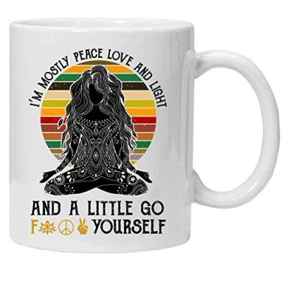 Obrázek Lustig Yoga Tasse aus Keramik, weiß, 11 Oz