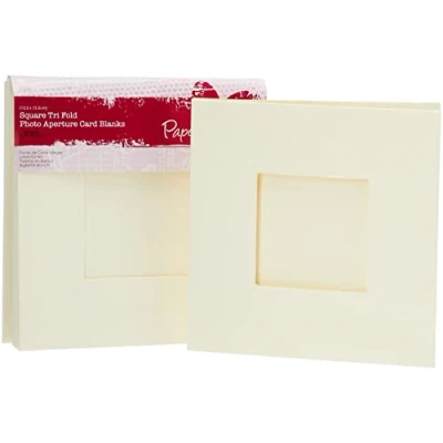 Obrázek Papermania PMA150208 čtvercový Tri Fold Foto Aperture karta Blanks 300 gsm 10 ks bílá krémová barva