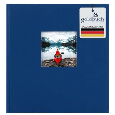 Obrázek goldbuch 27975 fotoalbum s okénkem, Bella Vista, upomínkové album 30 x 31 cm, 60 černých stran pergamenovými dělícími listy, fotokniha ze lnu, modrá