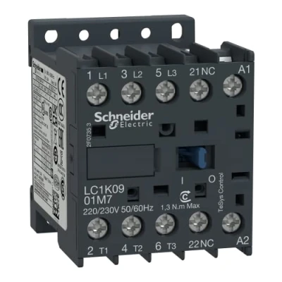 Obrázek Schneider Electric výkonový stykač 3p, +1Ö, 4 kW, 9 A, 400 V AC3, cívka 230 AC, LC1K0901P7