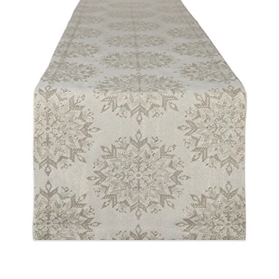 Obrázek DII Tischwäsche für den Urlaub Glitzernde metallische Küchendekoration, Baumwolle, Jacquard Schneeflocken, Table Runner, 14x72