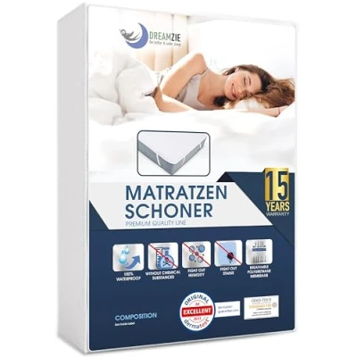 Obrázek Chránič matrace 200 x cm vodotěsný Made in EU a certifikováno Öko Tex, Dreamzie prodyšný potah na matraci
