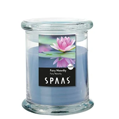 Obrázek Spaas Duftkerze im Haushalt Pokal, ± 60 Stunden Fairy Waterlily, Paraffinwachs, Grau blau, D 91 mm x H 100