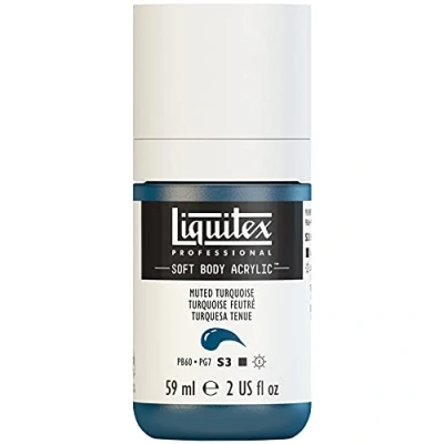 Obrázek Liquitex 1959503 Profesionální akrylová barva Soft Body umělecká v krémové krycí konzistenci, vysoká pigmentace, stálobarevná a odolná proti stárnutí, 59 ml láhev tlumená tyrkysová