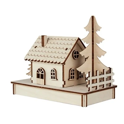 Obrázek Rayher Dřevěná stavebnice pro chaty, 3D dřevo, certifikováno FSC, přírodní, 17,5 x 9,4 14 cm, sada 30 dílů, 46299000