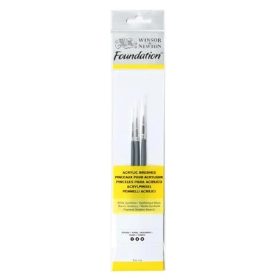 Obrázek Winsor &amp; Newton 5295001 sada štětců na podklad, akrylové štětce, 3 ks, kulatý štětec č. 1, 3, 5 krátká násada