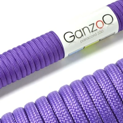 Obrázek Ganzoo Paracord 550 lano fialová 4 mm šňůra typ 3, nylon &amp; polyester, ideální pro kutilství vodítka psy obojek/Camping Survival a Outdoor 3 metry univerzální 7 vnitřních pramenů