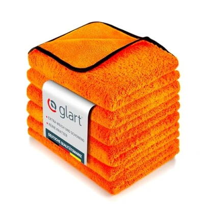 Obrázek Glart 6x utěrka na auto XXL Premium sušení extra savá 90 x 60 cm sada utěrek z mikrovlákna pro bez poškrábání před leštěním &amp; po kartáči ráfky