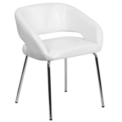 Obrázek Flash Furniture Fusion Series LeatherSoft Gepolsterter Side Reception Chair Retro Loungesessel für Wohnzimmer oder Büro, Weiß