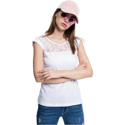 Obrázek Urban Classics Dámské tričko Ladies Top Laces Tee, bílá