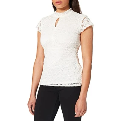 Obrázek Morgan Kurzärmel T Shirt in Spitze Mehrfarbig (Off White Off White) S