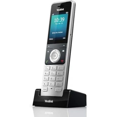 Obrázek Yealink W56H IP DECT mobilní telefon handset s barevným displejem (2,4palcový TFT barevný displej), základní stanice ethernetovým portem, stříbrná/černá
