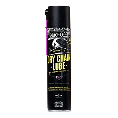 Obrázek Muc Off Dry Motorcycle Chain Lube suchý olej na řetěz motocyklu, 400 ml prémiové mazivo sprej motocykl formulovaný pro suché počasí, černý / růžový