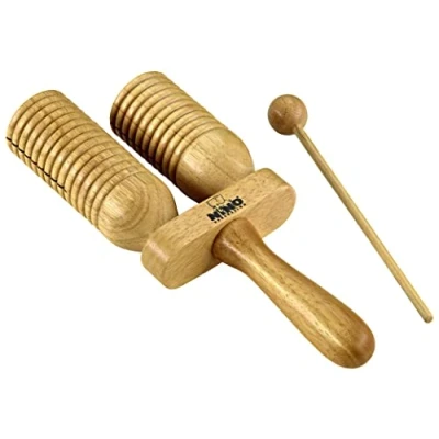 Obrázek Nino Percussion Wood A Go Instrument zvonky hudební nástroj pro děti od 3 let 2 řady siam dub, přírodní (NINO560)