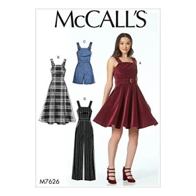 Obrázek McCall &#039;s Patterns 7626 D5 Schnittmuster Kleider, Gürtel, Strampler und Overall, Mehrfarbig