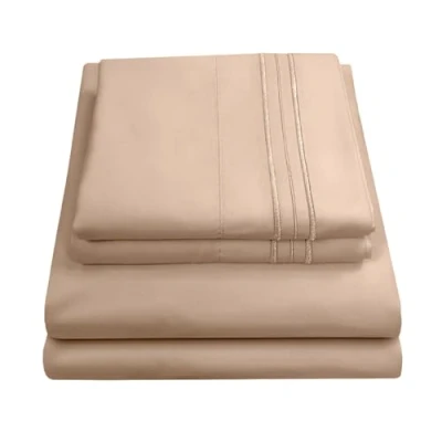 Obrázek Sweet Home Collection Fadenzahl 1800, weiche ägyptische Qualität, gebürstete Mikrofaser Laken Luxus Bettwäsche Set mit Bettlaken, Spannbettlaken, 2 Kissenbezügen, Taupe, Queen