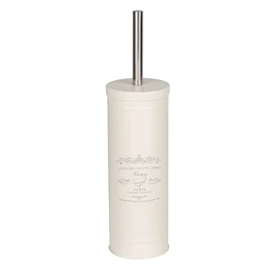 Obrázek WENKO WC souprava Home, uzavřený vintage držák na štětku, z lakované oceli v krému, vč. Ø 8 cm štětka, 9 x 37,5