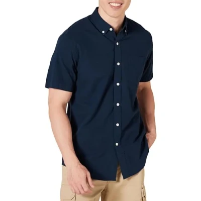 Obrázek Amazon Essentials Pánská oxfordská košile s krátkým rukávem náprsní kapsou, normální střih, námořnická modrá, XL
