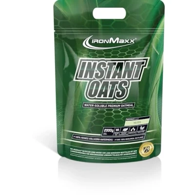 Obrázek IronMaxx Instant Oats ovesné vločky ořech 2000g sáček přírodní veganský weightgainer nízký cukr &amp; bez konzervačních látek