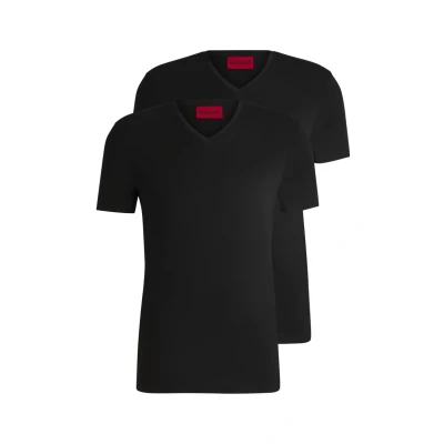 Obrázek HUGO V NECK 2 PACK Jednoduché tričko, Muži, Velikost: Small, Black