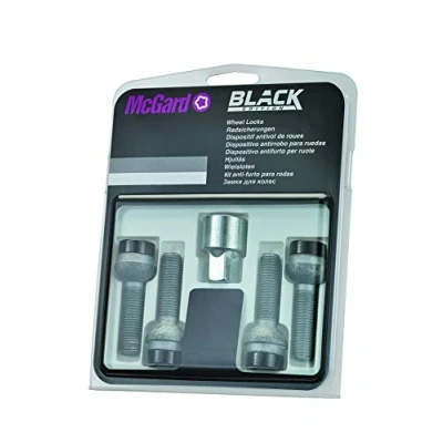 Obrázek 28032SUB šrouby na pojistky kol SUB (černé) M14x1. 5, kulové sedadlo R12, délka dříku 34,5 mm, celková šroubu 57,4 SW17, průměr klíče 25,8 mm