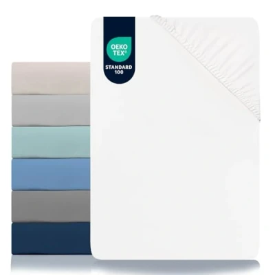 Obrázek Dreamzie napínací prostěradlo 80 x 200 cm mikrovlákno certifikováno Oeko TEX 100% polyester pro děti alabastrové bílé