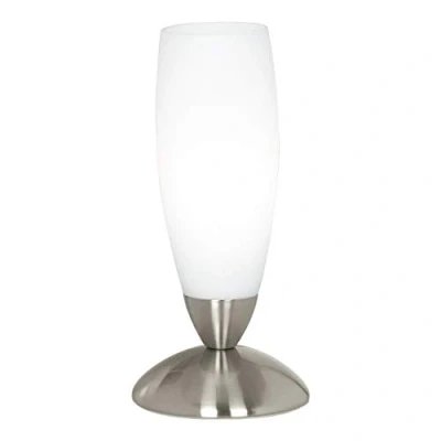 Obrázek EGLO stolní lampa Slim, lampa, na noční stolek z kovu a skla, do obývacího pokoje matný nikl, bílá, s vypínačem, objímka E14