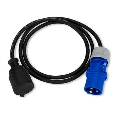 Obrázek REV 057775555 Caravan adaptér, ochranný kontakt a CEE zástrčka IP44. 1,5 m 3680 W, černá