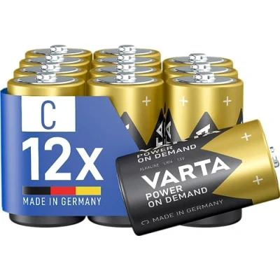 Obrázek VARTA Baterie C Baby, 12 kusů, Power on Demand, alkalické, zásobní balení, chytré, flexibilní, výkonné, ideální pro počítačové příslušenství, přístroje Smart Home, Made in Germany