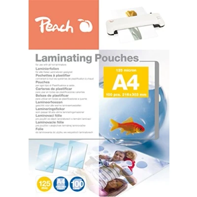 Obrázek Peach laminovací fólie A4 125 mic 100 kapes lesklá prémiová kvalita pro nejlepší výsledky vhodné všechny přístroje PP525 02