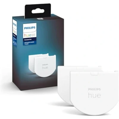 Obrázek Philips Hue Nástěnný spínač modul, dvojité balení, umožňuje stálou dostupnost žárovek Hue, instalace za stávajícím nástěnným spínačem, balení po 2 kusech, bílý