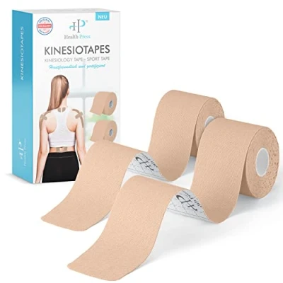 Obrázek Health Press® kineziologické pásky 2 barvy kůže + pleti (5 cm x 5 m) kineziotape Profi Physio Tape a Sporttape Tapes šetrné k pokožce DERMATEST: VELMI DOBRÉ