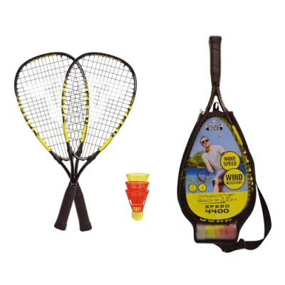 Obrázek Talbot Torro Speed Badminton Set 4400, 2 praktické hliníkové rackety 54,5 cm, 3 větrustabilní míče, v 3/4 bag, žluto černá, 490114