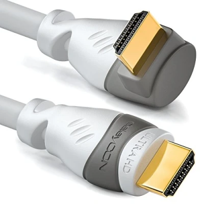 Obrázek deleyCON 5m HDMI 90 Kabel úhel kompatibilní s 2. 0/1. 4 UHD 4K HDR 3D 1080p 2160p ARC bílý