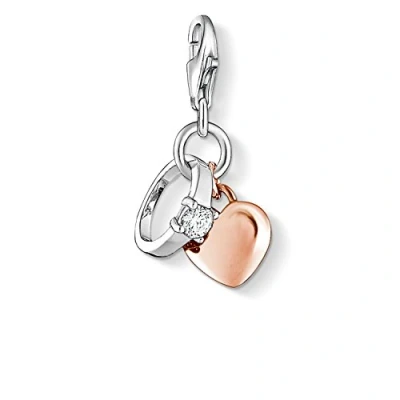 Obrázek Thomas Sabo Dámský elegantní přívěsek nejlepší maminka Best Mom Charm, Sterlingové stříbro 925; 750 růžové zlato pozlacené, Kubická zirkonie