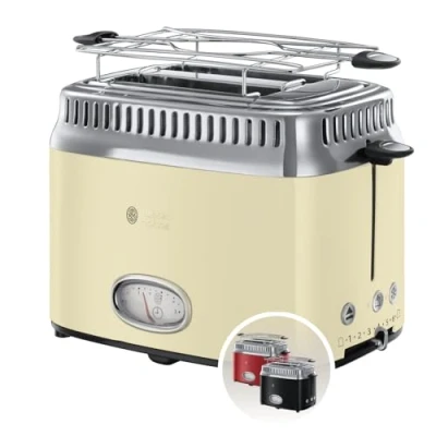Obrázek Toustovač Retro Vintage Cream 21682  56 od Russell Hobbs (1300 W, ukazatel se stylovým odpočítáváním, technologie rychlého toustování).