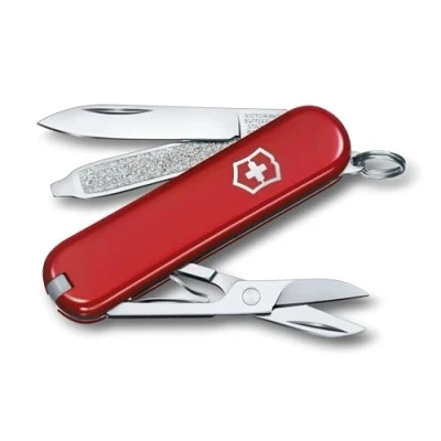 Obrázek Victorinox Švýcarský kapesní nůž, malý, Classic SD, Multitool, Swiss Army Knife, dárek, 7 funkcí, čepel, pilník na nehty, červený