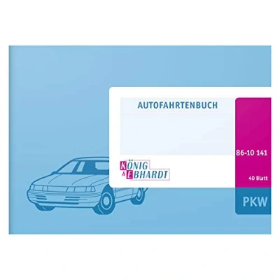 Obrázek König &amp; Ebhardt und 8610141 Obchodní kniha / jízd pro osobní automobily (A6 na šířku, kartonová vazba, 40 listů) světle modrá