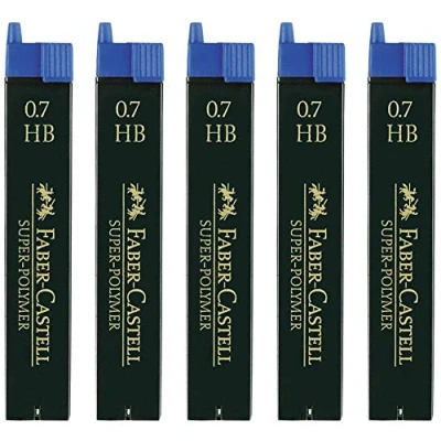 Obrázek Faber Castell Úsporné balení 5 ks SUPER POLYMER jemné tuhy 0,7 HB 120700